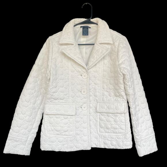 Saint Tropez West Jacket Womens Medium Quilted Button Up Blazer Pocket Chic - Picture 1 of 11